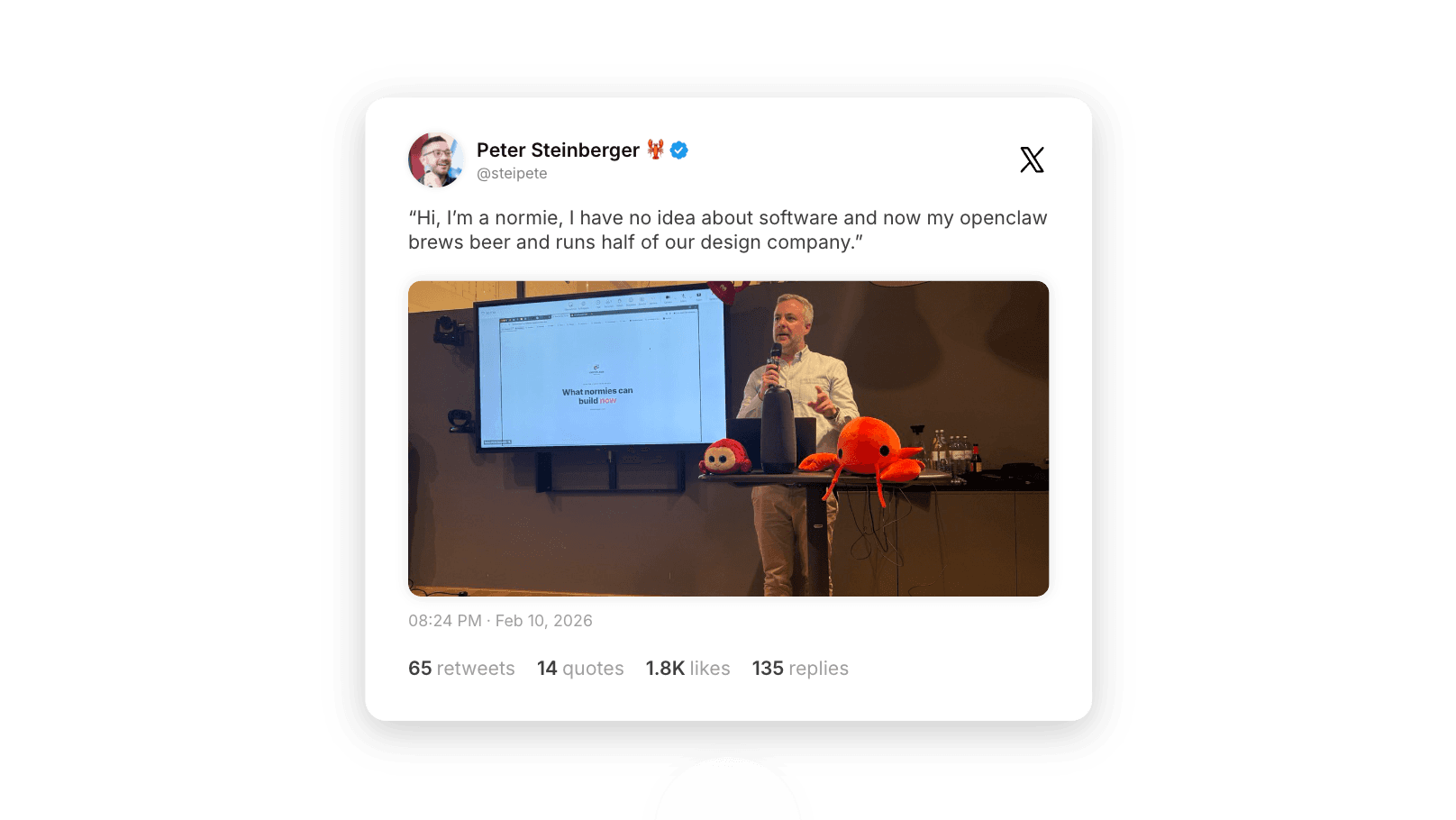 Peter Steinberger tweeting about OpenClaw Conf Vienna and Lobster Lager presentation