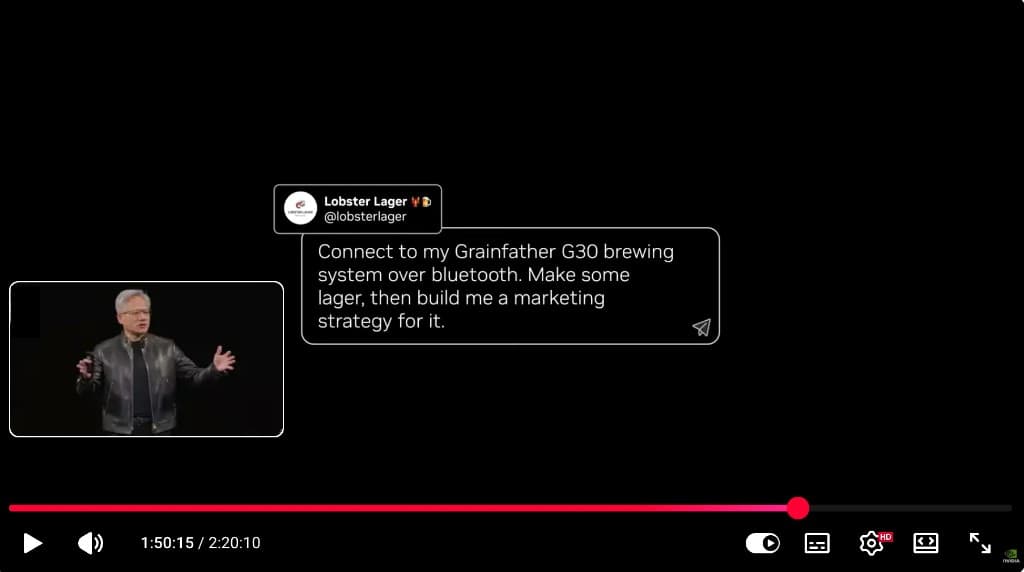 NVIDIA Keynote 2026 - Jensen Huang featuring Lobster Lager